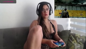 Sexy latina playing video game